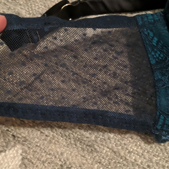 NWOT peacock + black Balconette & Lace Cutout Bra - Picture 4 of 8